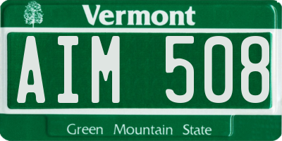 VT license plate AIM508