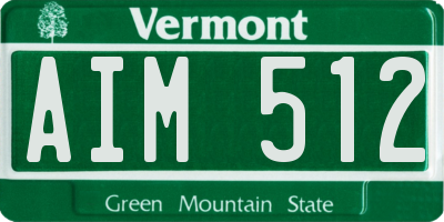 VT license plate AIM512