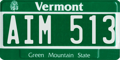 VT license plate AIM513