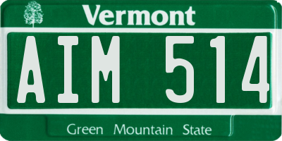 VT license plate AIM514