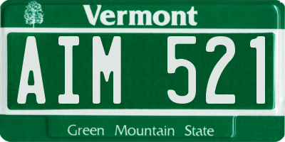 VT license plate AIM521