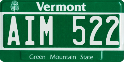 VT license plate AIM522