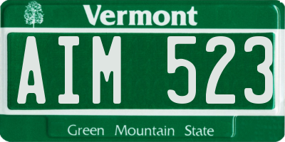 VT license plate AIM523