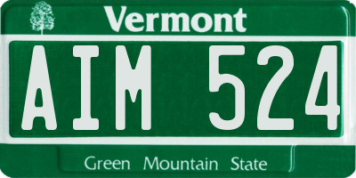 VT license plate AIM524