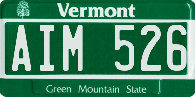 VT license plate AIM526
