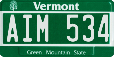 VT license plate AIM534