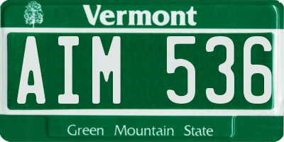 VT license plate AIM536