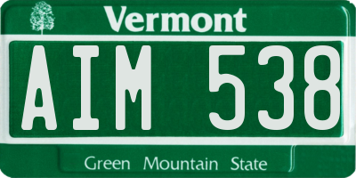 VT license plate AIM538