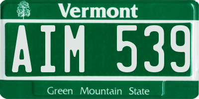 VT license plate AIM539