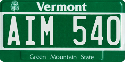 VT license plate AIM540