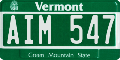 VT license plate AIM547