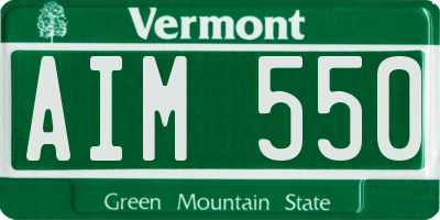 VT license plate AIM550