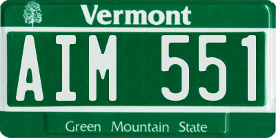 VT license plate AIM551