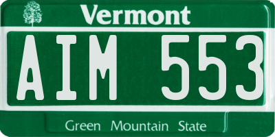 VT license plate AIM553
