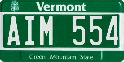 VT license plate AIM554