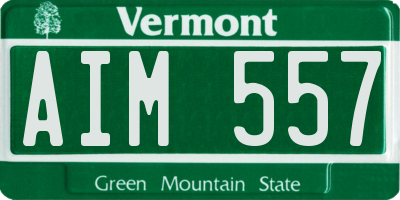 VT license plate AIM557