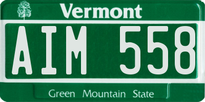 VT license plate AIM558