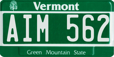VT license plate AIM562