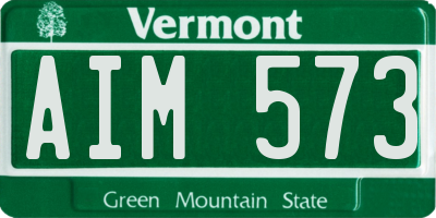 VT license plate AIM573