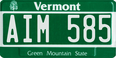 VT license plate AIM585