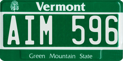 VT license plate AIM596