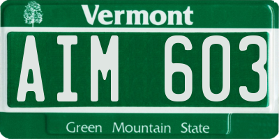 VT license plate AIM603