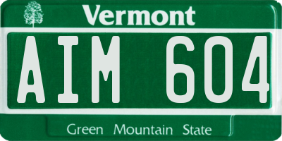 VT license plate AIM604