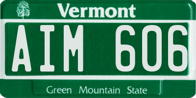 VT license plate AIM606