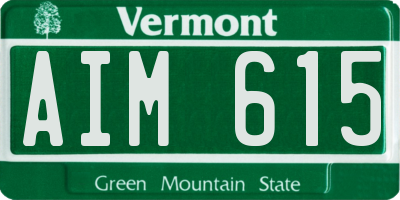 VT license plate AIM615