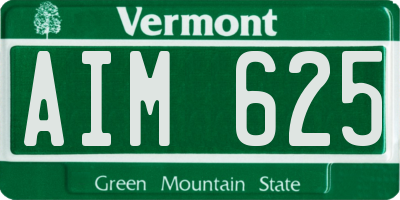 VT license plate AIM625