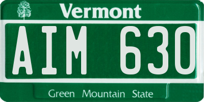 VT license plate AIM630