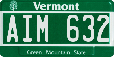 VT license plate AIM632