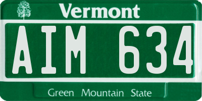VT license plate AIM634