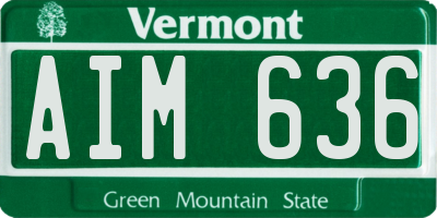 VT license plate AIM636