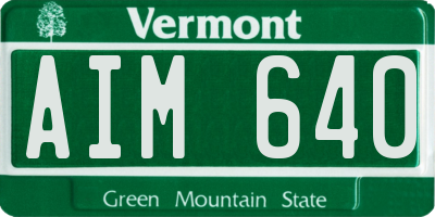 VT license plate AIM640