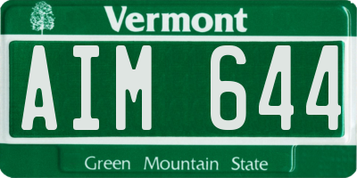 VT license plate AIM644