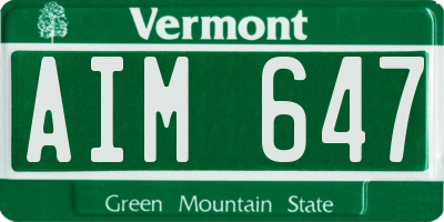 VT license plate AIM647