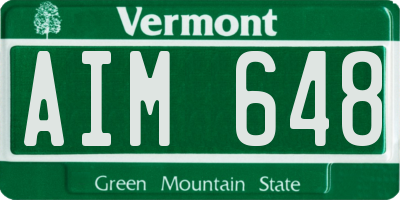 VT license plate AIM648