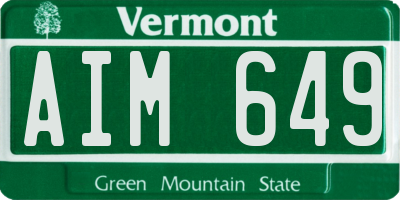 VT license plate AIM649