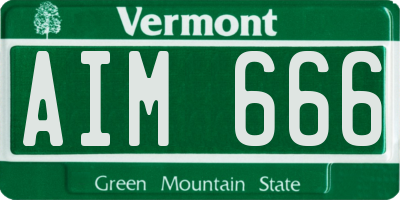 VT license plate AIM666