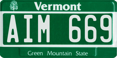 VT license plate AIM669