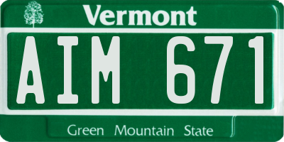 VT license plate AIM671
