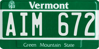 VT license plate AIM672