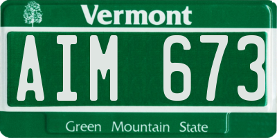 VT license plate AIM673