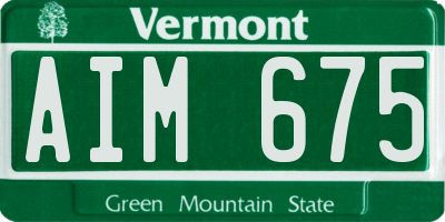 VT license plate AIM675