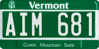 VT license plate AIM681