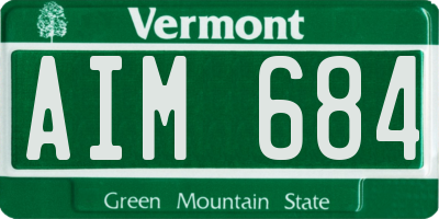 VT license plate AIM684