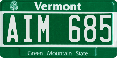 VT license plate AIM685
