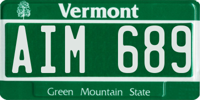VT license plate AIM689