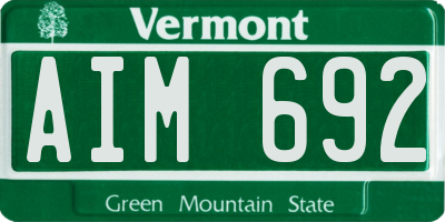 VT license plate AIM692